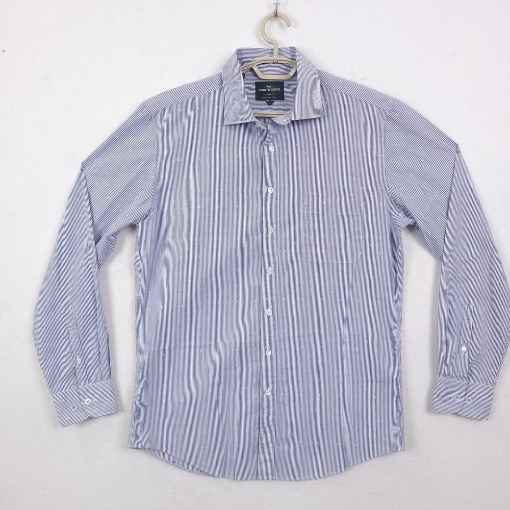 Rodd & Gunn Sports Fit Shirt Mens Large Striped Multi Color Dot Italy Preppy